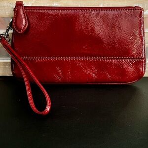 WILSONS LEATHER Glossy Rich Red Wristlet